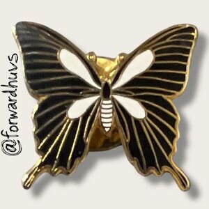 Bundle Sale 3 for $15 | Gold Tone Butterfly Pin – Black & White Enamel